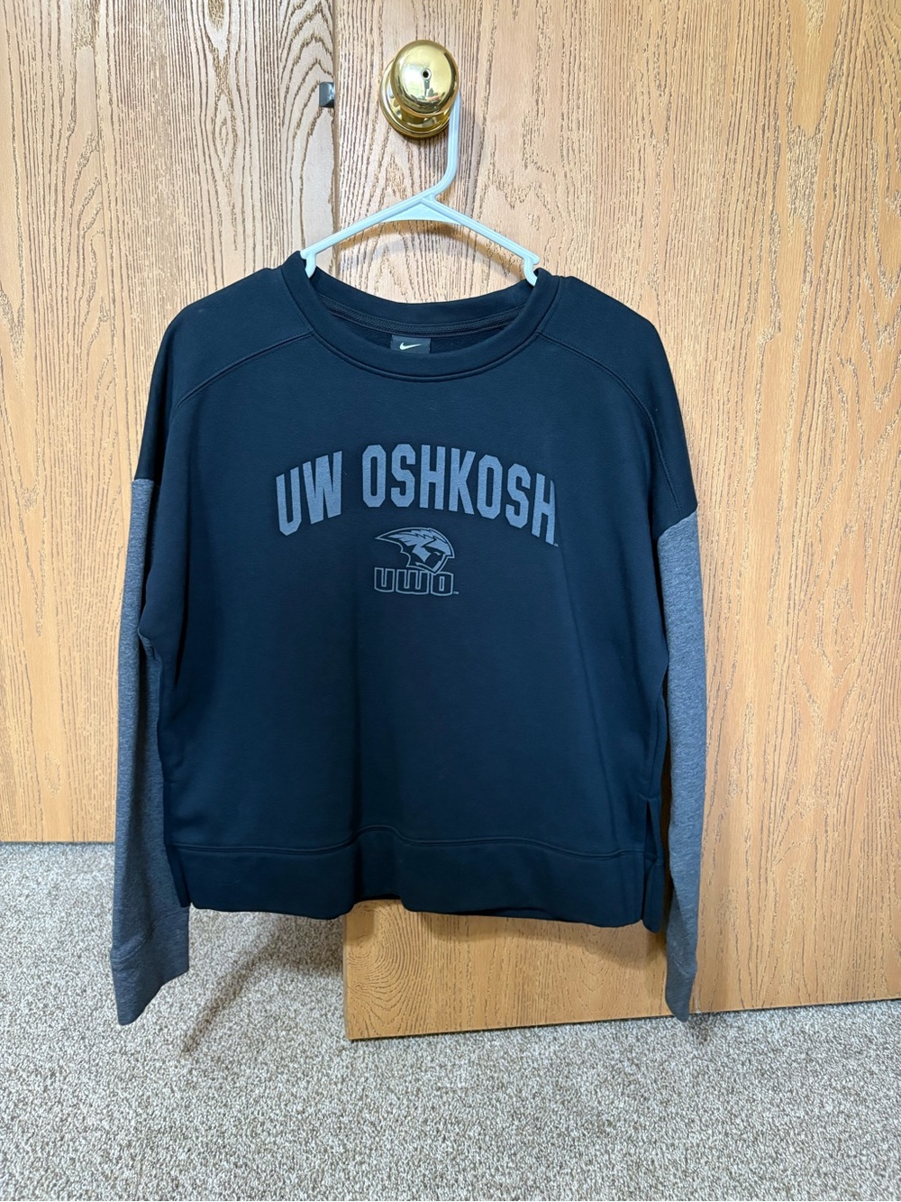 Nike Black Crewneck Sweatshirt with Gray Sleeve Panels